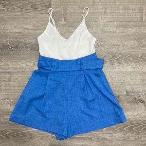 Pink lily blue & white romper